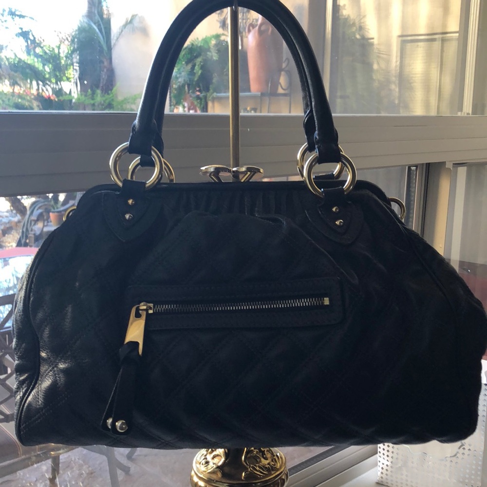 Marc Jacobs Black Quilted Leather Stam Handbag